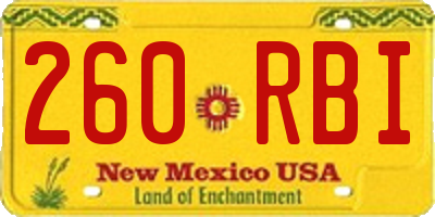 NM license plate 260RBI