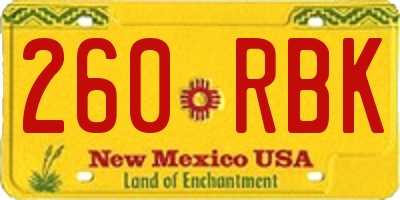 NM license plate 260RBK