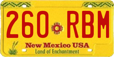 NM license plate 260RBM