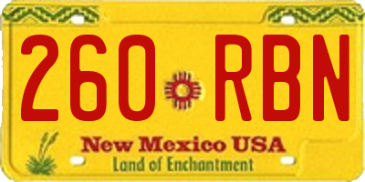 NM license plate 260RBN