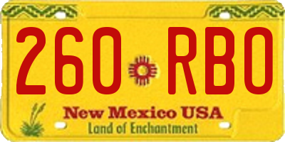 NM license plate 260RBO