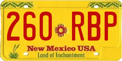 NM license plate 260RBP