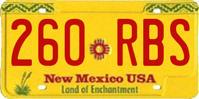 NM license plate 260RBS
