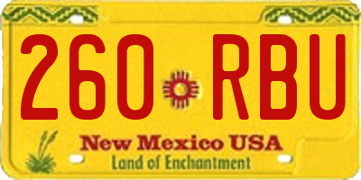 NM license plate 260RBU