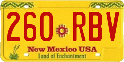 NM license plate 260RBV