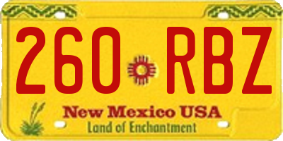 NM license plate 260RBZ