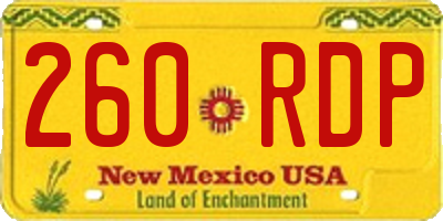 NM license plate 260RDP