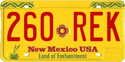 NM license plate 260REK