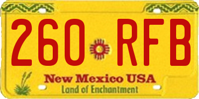 NM license plate 260RFB