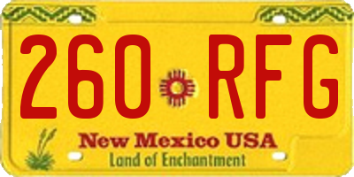 NM license plate 260RFG