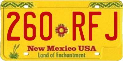 NM license plate 260RFJ