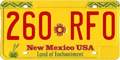 NM license plate 260RFO