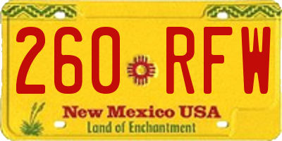 NM license plate 260RFW