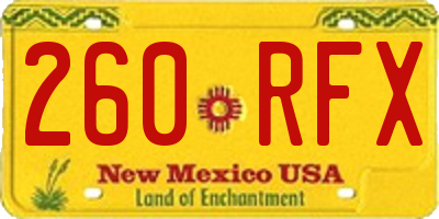 NM license plate 260RFX