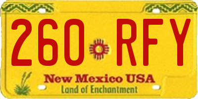 NM license plate 260RFY