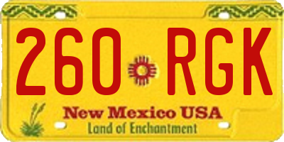 NM license plate 260RGK
