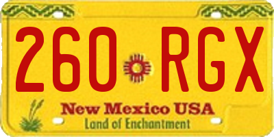 NM license plate 260RGX
