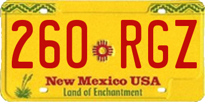 NM license plate 260RGZ