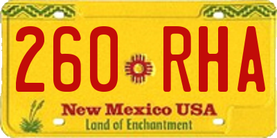 NM license plate 260RHA
