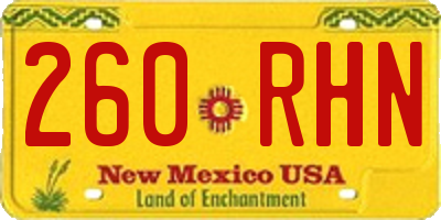 NM license plate 260RHN