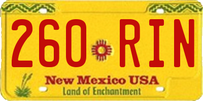 NM license plate 260RIN