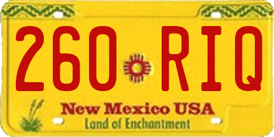 NM license plate 260RIQ