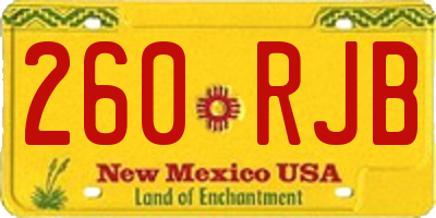 NM license plate 260RJB