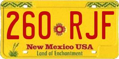 NM license plate 260RJF
