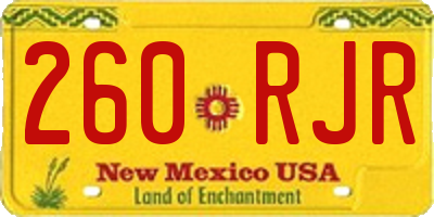 NM license plate 260RJR