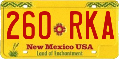 NM license plate 260RKA