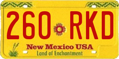 NM license plate 260RKD