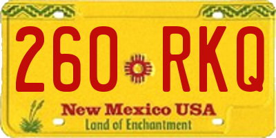 NM license plate 260RKQ