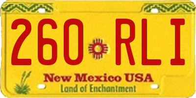 NM license plate 260RLI
