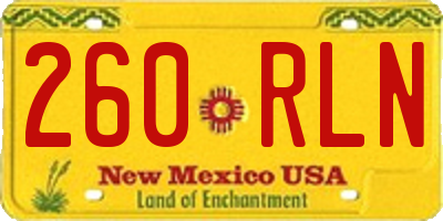 NM license plate 260RLN