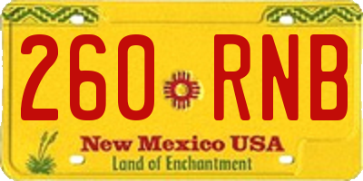 NM license plate 260RNB