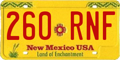 NM license plate 260RNF