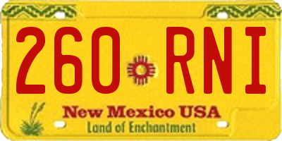 NM license plate 260RNI