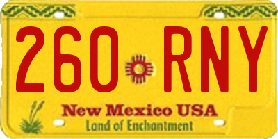 NM license plate 260RNY