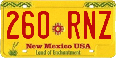 NM license plate 260RNZ