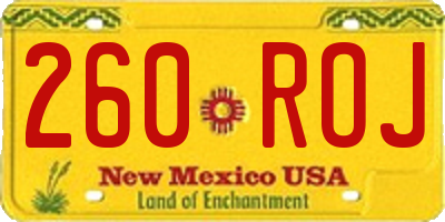 NM license plate 260ROJ