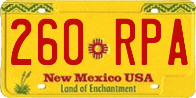 NM license plate 260RPA