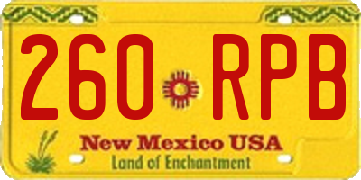 NM license plate 260RPB
