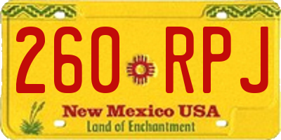 NM license plate 260RPJ