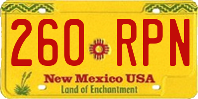 NM license plate 260RPN
