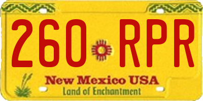 NM license plate 260RPR