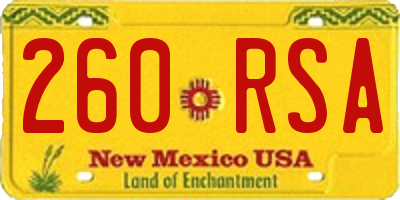 NM license plate 260RSA