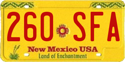 NM license plate 260SFA
