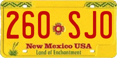 NM license plate 260SJO