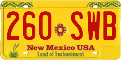 NM license plate 260SWB