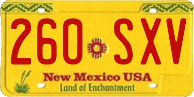 NM license plate 260SXV